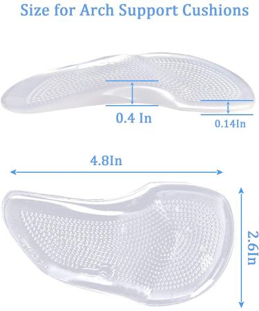 Gel Arch Supports Inserts for Flat Feet & Plantar Fasciitis - 2 Pairs, Men's 8-13/Women's 7-14, Clear - Relieve Pain & Support Arch Cushions - Buy Online on GoSupps.com