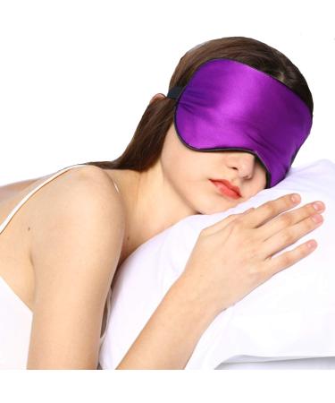 Silk Sleep Mask & Blindfold  Soft Eye Mask with Adjustable Head Strap  Deep Rest Eye Masks for Sleeping Night Eyeshade  Eye Cover for Travel  Shift Work & Meditation (Purple)