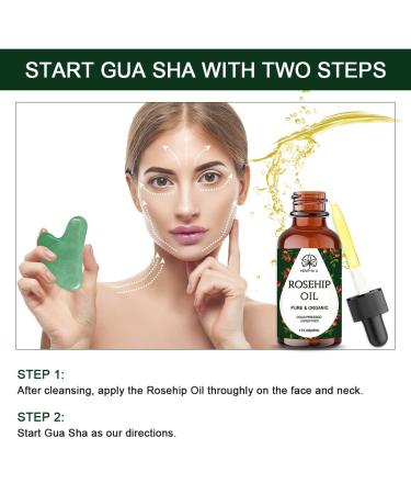 Nature Jade Stone Gua Sha Massage Tools Set with Rosehip Oil | Skin Beauty and Moisturizing | Includes Travel Pouch | Green Jade Stone & 30ml Rosehip Oil - Buy Online on GoSupps.com