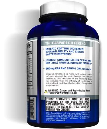 Gaspari Nutrition Omega-3 2400 mg | 60 Softgels for Heart Health & Joint Support - Buy Online on GoSupps.com