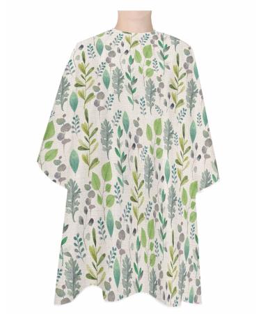 Autumn Leaves Barber Cape - Salon Hair Cutting Cape for Women Men Kids Adults Fall Vintage Farmhouse Eucalyptus Plant Haircut Cape with Adjustable Elastic Neckline Hairdressing Stylist Accessories 1 piece 55x63 Inch Grass Green Light Beige