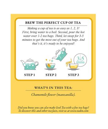 Tadin Manzanilla Chamomile Tea 24 ct - Pack of 2 | Soothing Herbal Tea Blend - 48 Tea Bags Total - Buy Online on GoSupps.com