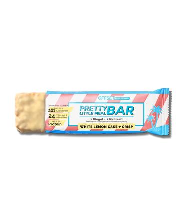 Pretty Little Meal Bar White Lemon Cake & Crisp from Offset Nutrition protein bar as a full meal 201 calories per portion with white chocolate and lemon cake taste 6 pieces White Lemon Cake + Crisp
