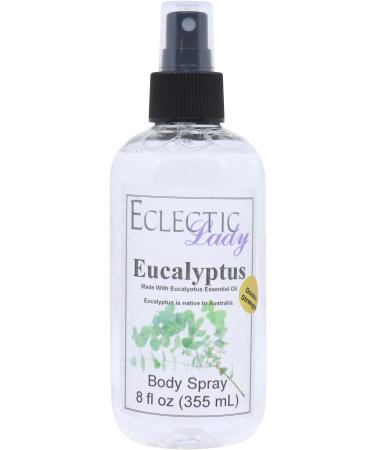 Eucalyptus Essential Oil Body Spray (Double Strength) 8 ounces Body Mist for Women with Clean Light & Gentle Fragrance Long Lasting Perfume with Comforting Scent for Men & Women Cologne with 8 Fluid Ounces (Double Strength)