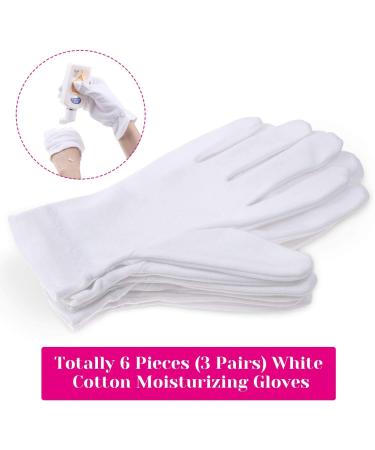 Selizo Moisturizing Gloves for Dry Hands - 3 Pairs of 100% White Cotton Gloves for Women - Hand Moisturizer Sleeping Spa Gloves for Eczema & Dry Hands - Buy Online on GoSupps.com