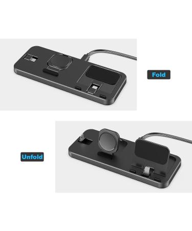 GLANA 3-in-1 Portable Charging Station for Apple Devices - Foldable Charger Stand for iWatch and iPhone AirPods Pro - Black - Buy Online on GoSupps.com