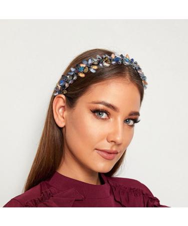 IYOU Sparkly Crystal Headband Black Shiny Rhinestone Hair Bands Flower Party Prom Hair Accessories for Women and Girls - Buy Online on GoSupps.com