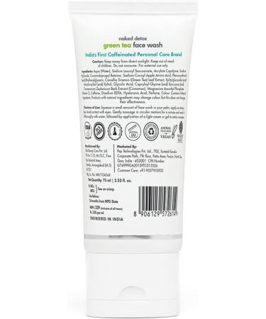 mCaffeine Naked Detox Green Tea Face Wash - Controls Oil Protects from Sun Damage - Hyaluronic Acid and Caffeine for Hydrated Toned Skin - 75 ml - Buy Online on GoSupps.com