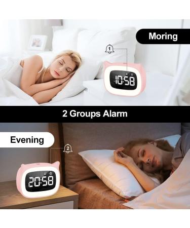 Buy Aoreun Digital Alarm Clock for Kids - Cute Cat Design Dual Alarm Night Light 18 Music 5 Brightness Modes - Perfect Children's Gift - Buy Online on GoSupps.com