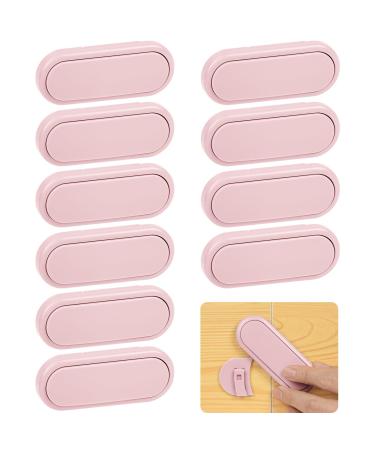 HOTUT Cupboard Locks for Children 10 PCS Child Safety Cupboard Locks Baby Proof Child Safety Cupboard Locks Children Proof Latches for Kitchen Door Drawer Closet Refrigerator - Pink Pink-10pcs