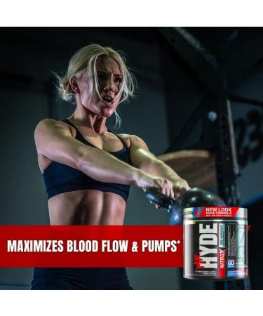 Hyde-Nitro X Pre-Workout Powder | Extreme Energy Pumps Power & Focus | High Stimulant Pre-Workout | 400mg Caffeine 1g Creatine HCL Teacrine & Nitrosigine | 60 Servings (Blue Razz Popsicle) Blue Razz Popsicle 60 Servings - Buy Online on GoSupps.com