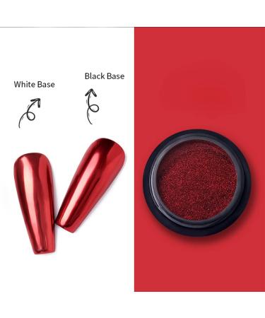 Red Chrome Nail Powder Set - Reflective Glitter Metallic Effect | 3D Holographic Red Pigment Dust for Nails Art - Buy Online on GoSupps.com