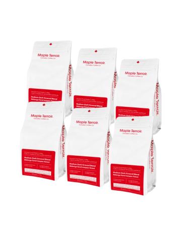 Maple Terroir Maple Coffee 200g - 6 Pack | Medium-Dark Roast Ground Coffee | Made with Maple Syrup | Made in Canada