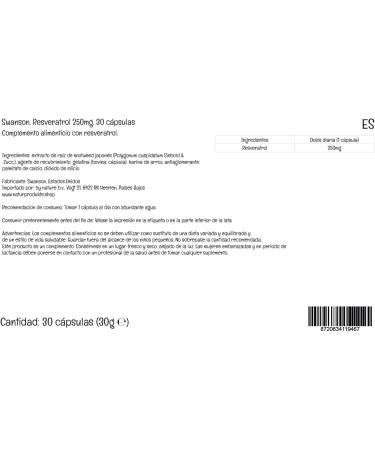 Swanson 250mg Resveratrol Capsules - High Dose, Lab-Tested, Soy Free, Gluten Free, Non-GMO - 30 Count - Buy Online on GoSupps.com