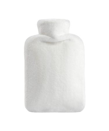 samply Hot Water Bottle with Cover - 2L Hot Water Bag with Furry Cover White 2L White