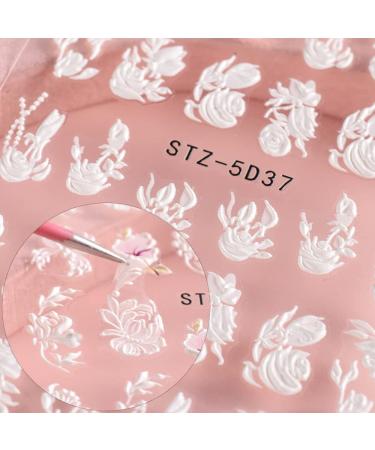 5D Embossed Nail Art Stickers: Engraved Flowers, Butterflies, French Tip Designs - 6 Sheets Summer Decals for Acrylic Nails - Buy Online on GoSupps.com
