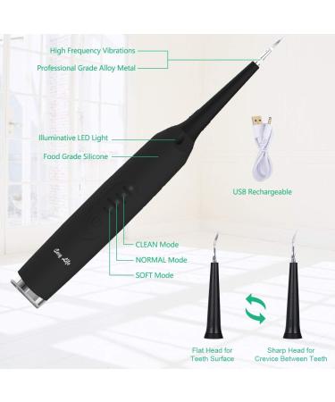Electric Dental Calculus Remover - Plaque & Tartar Stain Removal Tool with LED Light | Sonic Tooth Cleaner Scraper Kit - USB Rechargeable | 3 Adjustable Modes - Black - Buy Online on GoSupps.com