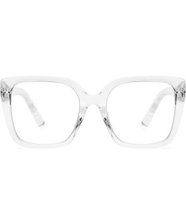 DOOViC Blue Light Filter Glasses for Women - Oversized Modern Reading Glasses JS028 028c4 Transparent 1.25x | International Shipping Available - Buy Online on GoSupps.com