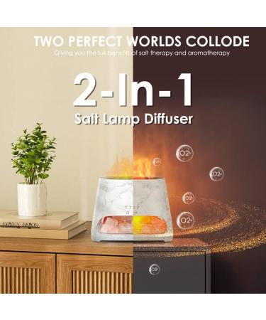 Premium 2-in-1 Aroma Diffuser & Salt Lamp Flame Effect Humidifier for Essential Oils | 150ml Marble Design | International Shipping - Buy Online on GoSupps.com