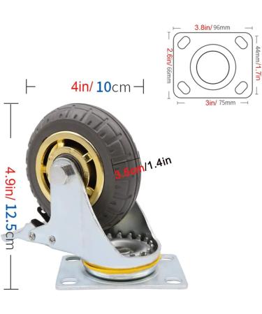 Threaded Shaft Swivel Castors Ball Castors Lockable Bearing with Brake Swivel Casters for Furniture and Workbench Set of 4 Load 400KG(2swivel+2brake 4inch) - Buy Online on GoSupps.com