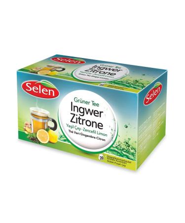 Selenium Green Tea Ginger-Lemon 20 Tea Bags Ginger 20 Pieces (1 Pack)