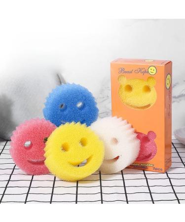Dishwashing Sponge 4pcs Creative Magic Home Kitchen for Cleaning Bathrooms and Homes Anti-Scratch Sponge is Safe for Non-Stick Pans. PCS4White