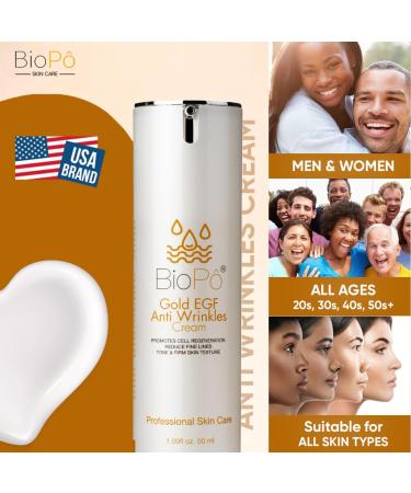 EGF Gold Anti-Aging & Anti-Wrinkle Cream Reduces Fine Lines Firms Skin Promotes Cell Regeneration with Retinol Collagen & Hyaluronic Acid 50 ml Made in USA - Buy Online on GoSupps.com
