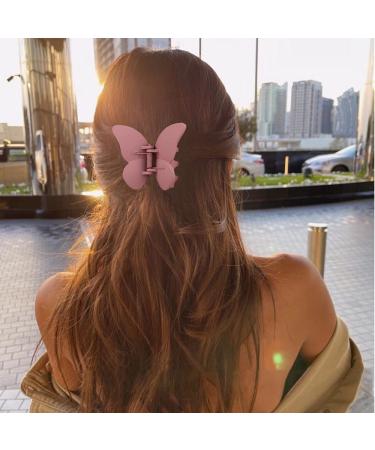 5pcs Large Butterfly Hair Clips for Women - Non-Slip Strong Hold Matte Claw Clips - Perfect Christmas Gifts - Pink Purple - Buy Online on GoSupps.com