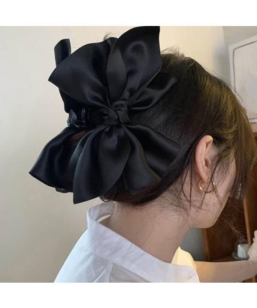 Jumwrit Big Bow Hair Claw Clip - French Design for Strong Hold - Black Fashion Hair Accessories for Women and Girls - Buy Online on GoSupps.com