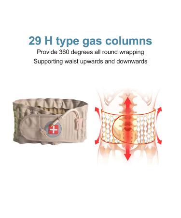PSPSOP Decompression Restry Belt - 29 Gas Columns Soft PU Inflatable Lumbar Support for Men - Home Use Khaki - Buy Online on GoSupps.com