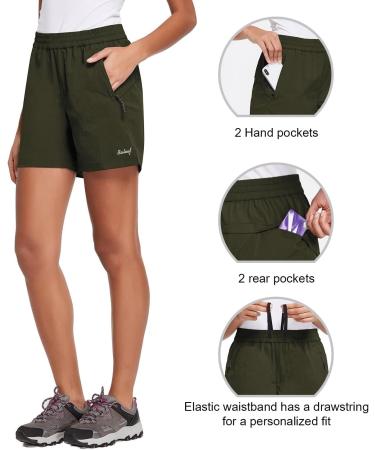 BALEAF Women's 5 Athletic Hiking Shorts - Sage Green, Size XL | Quick Dry, UPF 50+, Zipper Pockets - Buy Online on GoSupps.com