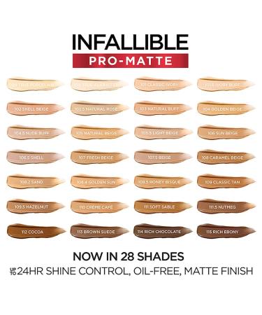 Buy L'Oreal Infallible Pro-Matte Foundation 112 Cocoa - 1 fl oz (30 ml) | Long-Lasting Matte Finish - Buy Online on GoSupps.com