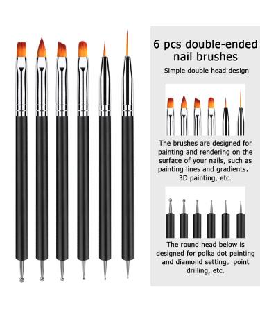 Lofuanna 6-Piece Professional Nail Brush Kit - Double End Nail Art Brushes for Dotting Painting & Gel Polish Designs - Buy Online on GoSupps.com