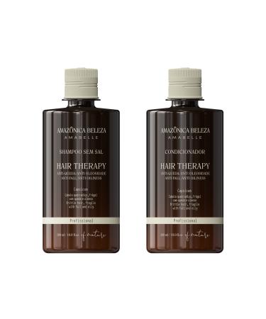 AMAZONICA BELEZA Hair Therapy Shampoo and Conditioner Removes Oiliness Hair Loss and Promotes Growth Duo Profesional Anti-Caida y Anti-Oliocidad 10 Oz