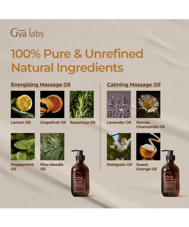 Gya Labs Energizing & Calming Massage Oil 200ml - 2 in 1 Pack for Relaxation & Vitality International Shipping Available - Buy Online on GoSupps.com