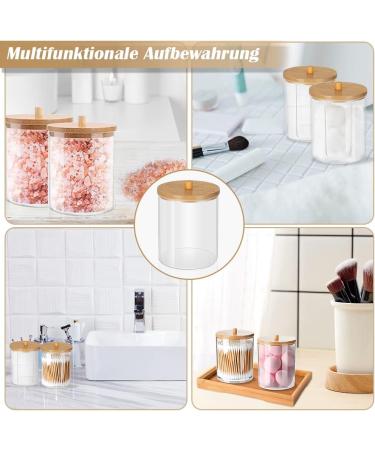Ivoppe Qtip Holder Set - 4 Piece Cotton Pads Container with Bamboo Lid | Perfect for Makeup Cotton Swabs and Cosmetic Storage - Buy Online on GoSupps.com
