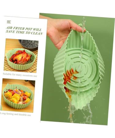 Zerodeko Air Fryer Pan Toaster Oven Pan Non Stick Baking Pan Oven Liner Silicone Air Fryer Mat Basket Round Green 19X19X6CM - Buy Online on GoSupps.com