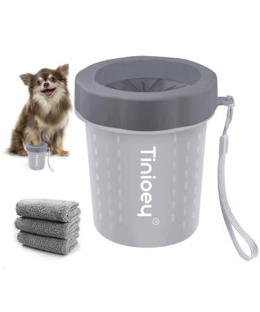 Tinioey paw cleaner for dogs |Dog paws cleaner |Including 3 dog towels |Dogs paw cleaner |Dog accessories for small dogs |Dog Brush |Dog things |Size S small gray