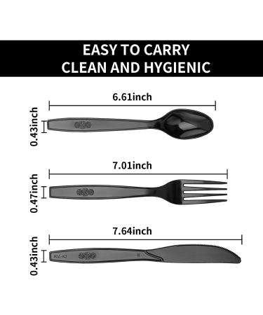150 PCS Black Plastic Silverware Set- Disposable Cutlery for Parties, Weddings, and Picnics - Includes 50 Forks, Spoons, and Knives - Black - Buy Online on GoSupps.com