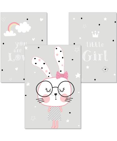 artpin Children's Room Poster A4 Pictures Baby Room Decorative Girls Set of 3 Pictures Wall Art P9