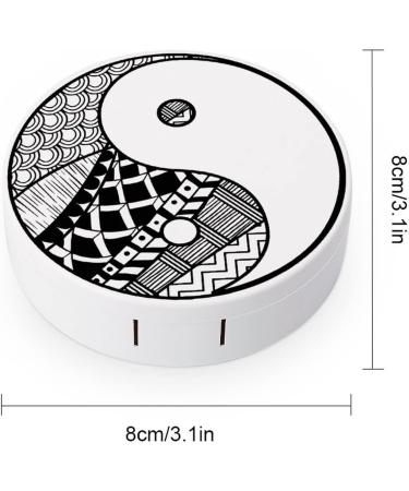 Yin Yang Black And White Round Case For Contact Lens Kit Storage Box with Mirror Printed - Buy Online on GoSupps.com
