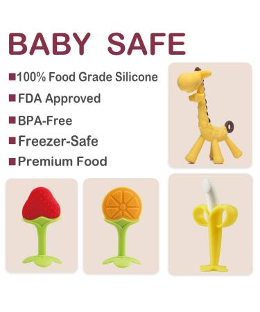 ANGELBLISS Baby Teething Toys (4 Pack) - Natural Organic & BPA-Free Teether Set for Infants and Toddlers - Orange Teether Chew Toys for Boys & Girls - Buy Online on GoSupps.com
