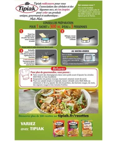 TIPIAK M li-M lo Gourmand de C r ales et L gumes Secs 330g - M lange Savoureux et Sain pour vos Plats du Quotidien. - Lot De 4 - Vendu Par Lot - Buy Online on GoSupps.com