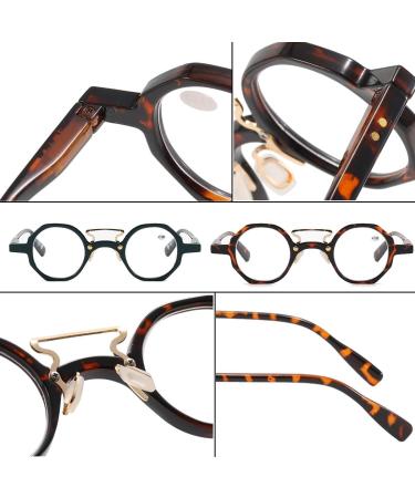 Retro Round Frame Reading Glasses Men Women Stylish Blue Light Blocking Readers With Spring Hinges(Couleur:Blue Grandeur:1.5x) - Buy Online on GoSupps.com