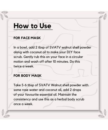 SVATV Walnut Shell Powder (Juglans regia L.) for facial Scrub Formulation Lightening Skin Care Dark Spots Deep Cleansing natural skin exfoliator for Skin - 100g Wall Nut Shell Powder - Buy Online on GoSupps.com