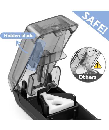 Fullicon Pill Cutter for Small or Large Pills - V-Shape Holder & Sharp Blade Medicine Slicer - Tablet Splitter with Pill Organizers-Black - Buy Online on GoSupps.com