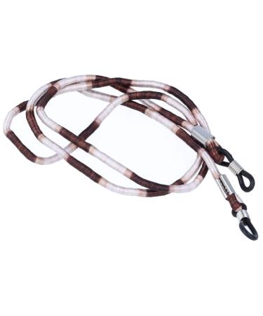 Durable colorful textile glasses cord | Fastened with a rubber loop with a stopper in brown-beige