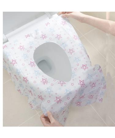 BREAUX 10Pcs Non-Woven Toilet Seat Simple Disposable Paper Toilet Paper Pad Safe Clean Camping Travel Toilet Cushion Bathroom Supplies Toilet seat 10Pcs star