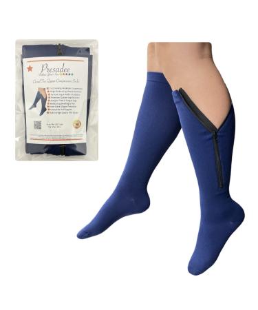Closed Toe 15-20 mmHg Moderate Compression Leg YKK Zipper Navy Socks 0 Navy