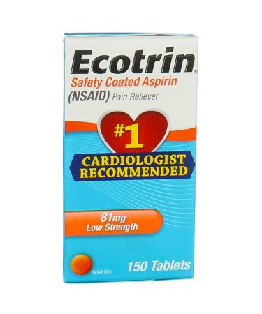 Ecotrin Low Strength Safety Coated Aspirin | NSAID | 81mg | 150 Tablets (4 Pack)